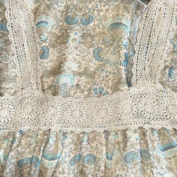 Anthropologie Maeve Silk Floral Midi Dress Cream Blue Boho Feminine M - Picture 3 of 9